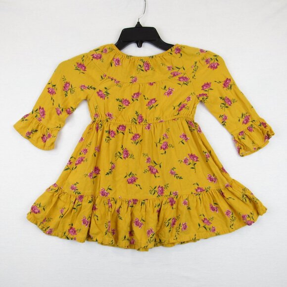 Old Navy Toddler Girl's Size 5T Swing Long Sleeve Tiered Floral Dress No Stretch - Picture 8 of 9
